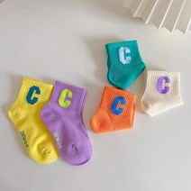 [5개1세트] 워더미 아동용 비비드 알파벳 C포인트 단목 양말 CZW572