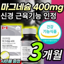 [식약처인증] 대용량 프리미엄 고함량 산화 마그네슘 400 마그네숨 눈 눈밑 팔 다리 쥐 떨림 에너지 신경 근육 기능 도움 보조제 +알약케이스포함, 3개월 / 1통