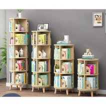 회전책장 4단 회전 원목 수납 DIY 책꽂이, 2단 기본