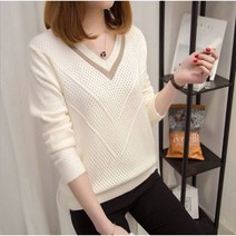 프리티글라라 니트티 v넥 긴팔티 기본핏 베이직 간절기 뜨개티셔츠 nt-006