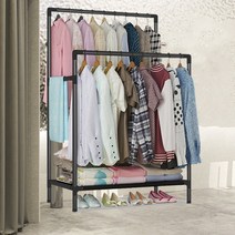 2단행거 옷걸이수납 드레스룸 옷 미니 옷, 화이트