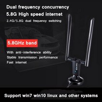 Rtl8812au Kali Linux 네트워크 카드 침투 테스트 Usb 무선 WiFi 송신기 AP 기가비트, With 3.0 base