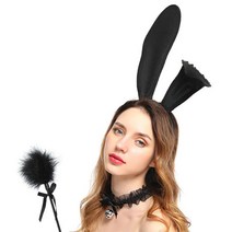 PARTYPANG 할로윈파티 분장소품 머리띠 모자 T24_DO정품 리얼 토끼 머리띠 [블랙], 단품