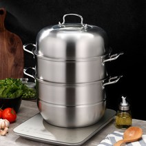 MBH 스테인리스그라인더 찜기 이중삼중후증기, 3 층 증기선 선물, 32CM