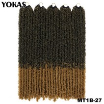 인디언헹어 Butterfly Locs 헤어 익스텐션 합성 곱슬 브레이드 스트랜드 아프리카 여성용 소프트 컬 여성 요카, [01] 24 inches, [12] 12 개/몫, [02] M1B-27