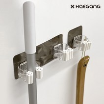 아이디어라떼 부착식 청소도구 밀대걸이 화이트실버, 1구