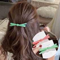 라일리 비비드 리본 헤어 자동핀 머리핀 2종 세트