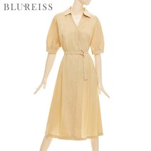 [블루레이스] 셔츠카라핀턱플레어원피스_BJM1OP4021