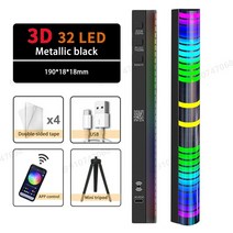 엠비언트 라이트 자동차 rgb 무드등 led 실내등 스트립 음악 사운드 컨트롤 픽업 바, 라운드 3D 앱, 1개(배터리)