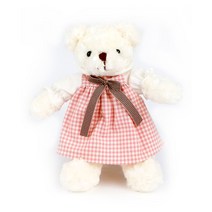 핑크 체크 원피스 테디 베어 소형 화이트 27cm 곰 인형 zgC 출산 육아 봉제 캐릭터 애착 어린이날 선물, 본상품선택