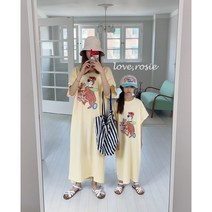 [패밀릭룩]엄마딸커플 여름 휴가 비치룩 아동 유아 베어원피스