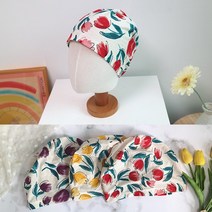 원더풀데이즈 튤립수면비니 3color 항암모자 순면 얇은 나이트캡 탈모 암환자 두건 여름