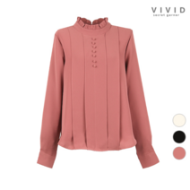 비비드시크릿가너 VIVID 콩단추 스탠프릴카라 블라우스