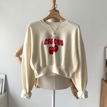 디어썸띵 체리츄 크롭 기모맨투맨