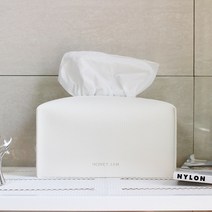 [심쿵샵] 모노 가죽 각 티슈커버 휴지케이스, 크림아이보리