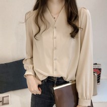 블라우스 정장셔츠 캐주얼남방 여성블라우스 셔츠 어깨뽕 브이넥남방 (제스트)_937EA