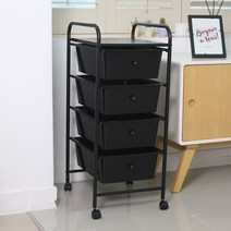 이동식 트롤리 수납장 장난감 기저귀 정리함, 08.블랙트롤리4단