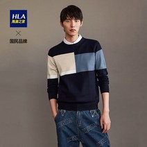 가을니트 HLA 파도 집 블러킹 컬러블록 더블 칼라 이너니트 이지 스타일리쉬 페이크투피스 남자 2576316903