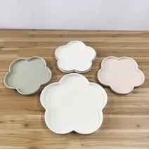 조샙하우스 꽃모양 도자기그릇 플라워접시 2사이즈, 펄 그레이, 1개