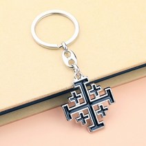 기독교십자가예수 Cottvott Enamel Color Jerusalem Cross Charms Catholic Christ Jesus Car Bag Keychain Keyring, [02] black