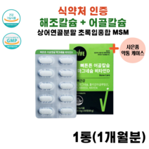 식약처 인증 vivife뼈튼튼어골칼슘마그네슘비타민D60정 해조칼슘 어골칼슘 마그네슘 뼈 연골 골절 영양제비타미디 상어연골분말 초록입홍합 MSM, 1통(1개월분)