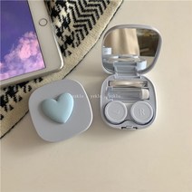 렌즈통 하트 상자 스퀘어 복숭아 보관함 소프트 핑크 케이스 포인트, 푸른 색