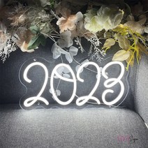 네온간판 2023 네온 사인 LED 벽걸이 방 장식 숫자 조명 램프 재미있는 홈 스토어 게임 벽, 06 빨간_02 45X23cm USB