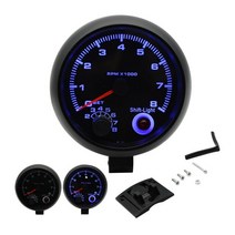 3.75인치 범용 자동차 차량용 타코미터 12V 0-8000 RPM 엔진 속도 게이지 경고등 4/6/8 실린더 악세사리, 02 BU1