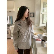 고급 블라우스 여성 의류 시크한 템퍼먼트 셔츠 아주 아름다운 옷깃 디자인 센스 장미 자수 넥타이 염색
