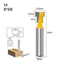 각끌기 드릴비트 나무 홈파이 조각도 우드카빙 목공 밀링 커터 표준 14quotquot용 8mm 생크 t-슬롯 커터 라우터 비트 도구 38quotquot가 있는 육각 볼트 넓은, 1호