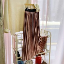 이힝 은은한 벨벳 플리츠 주름 롱스커트 스커트