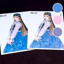 재고15단종품 [ 여울 ] 까만너구리 여자 공주 소녀 인물 일러스트 스티커 북 놀이 빈티지 저널 꾸미기 다꾸 9번 [허니마켓], 보라