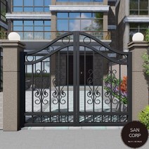 전원주택대문 철재대문 맞춤제작 단독주택 주문제작 주물대문 철문 주차장 정원, 모던, ~1.0m, 홀문형