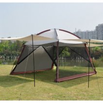 바퀴달린집 모기장 쉘터 텐트 리빙쉘 돔텐트 타프, 직경 3.3m, 블루-텐트+차단막 2개세트