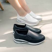 천연가죽 에어쿠션 말랑 푹신 발편한 4cm 중년여성 슬립온 운동화 페르지노 568