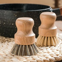 전복솔 주방 세척 솔 나무 브러쉬 2p, 브라운+베이지, 2개