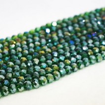 선우몰 크리스탈 6mm 팔찌재료 론델컷 4x6 팔찌만들기 비즈공예 크리스탈팔찌 원석공예, 다크 그린