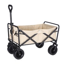 직구월드 다용도 웨건 캠핑카트 끌차 + 접이식 아웃도어포레스트 150kg, khaki+black