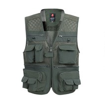 착용감 좋은 멀티 다기능 자킷 조끼 재킷 낚시 배달 라이더 통기성, 4XL, Army Green Vest