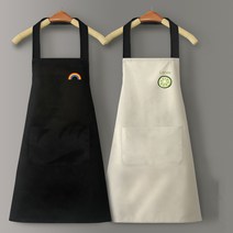 신스엔스 1+1 주방용 방수 포켓 앞치마 순색, 블랙레인보우+화이트레몬