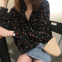 꽃무늬 루즈핏 블라우스 하객룩 데이트룩 여성 코디