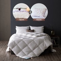 [소프라움] [ X 롯데아이몰] 프리미엄 헝가리80 구스 + 밀크티 이불 베개 세트 킹, 선택1:킹세트