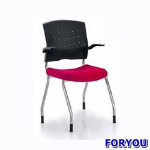 Foryou3192 회의용 고정의자 플러키 팔유 사출 쿠션 의자 바퀴 책상, 블랙