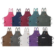 캔버스 바리스타앞치마 카페 공방 화방 네일샵 미용실 방수 데님앞치마, 브라운, 1개