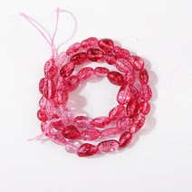 [5480-09]원석 못난이옥 약6x8mm 천연석 핑크크랙수정 7월탄생석/루비 반줄(약19cm)