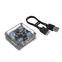 ORICO 투명 USB 허브 4 포트 USB3.0 어댑터 분배기 지원 데스크탑 용 외부 마이크로 전원 공급 장치 노트북, 01 Photo color