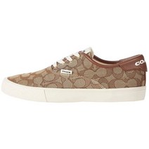 COACH Citysole 여성용 스케이트 스니커즈 쿠션 처리된 안창이 있는 전통적인 레이스 클로저 매끄럽고 패셔너블한 스니커즈 카키 자카드