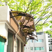 캐노픽스 1000 X 2000 테라스 비가림막 테라스 가제보 썬룸시공 펜스가림막 옥상 어닝, 브라운 렉산 회색 브라켓 실버 바