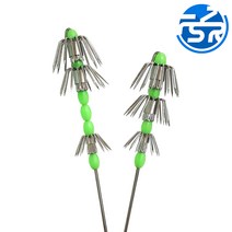 한치 생미끼바늘 채비 갑오징어 3단바늘 1개입 축광 구슬, 1g, 12cm