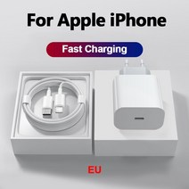 애플 아이폰용 오리지널 충전기 20W 아이폰 13 11 12 14 프로 맥스 미니 USB C 케이블 XS XR 8 플러스용 고속 충전, 01 EU 20W and 1M Cable